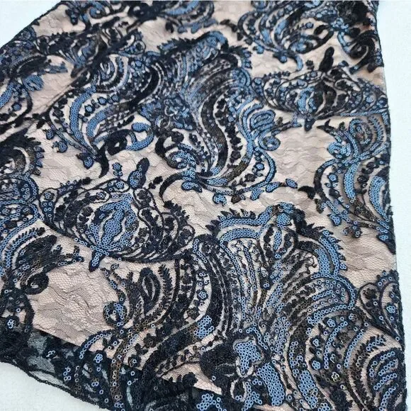 Free People Night Shimmers Lace Sequined Beige and Black Dress - Picture 7 of 15